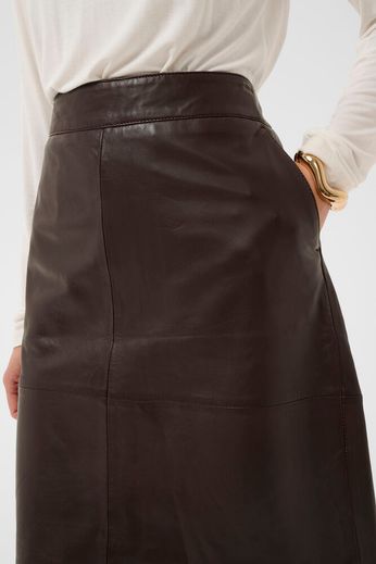 Berta Leather Skirt Coffee Bean Culture