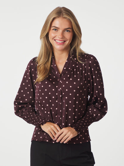 Camisa Dot Blouse Burgundy Neo Noir