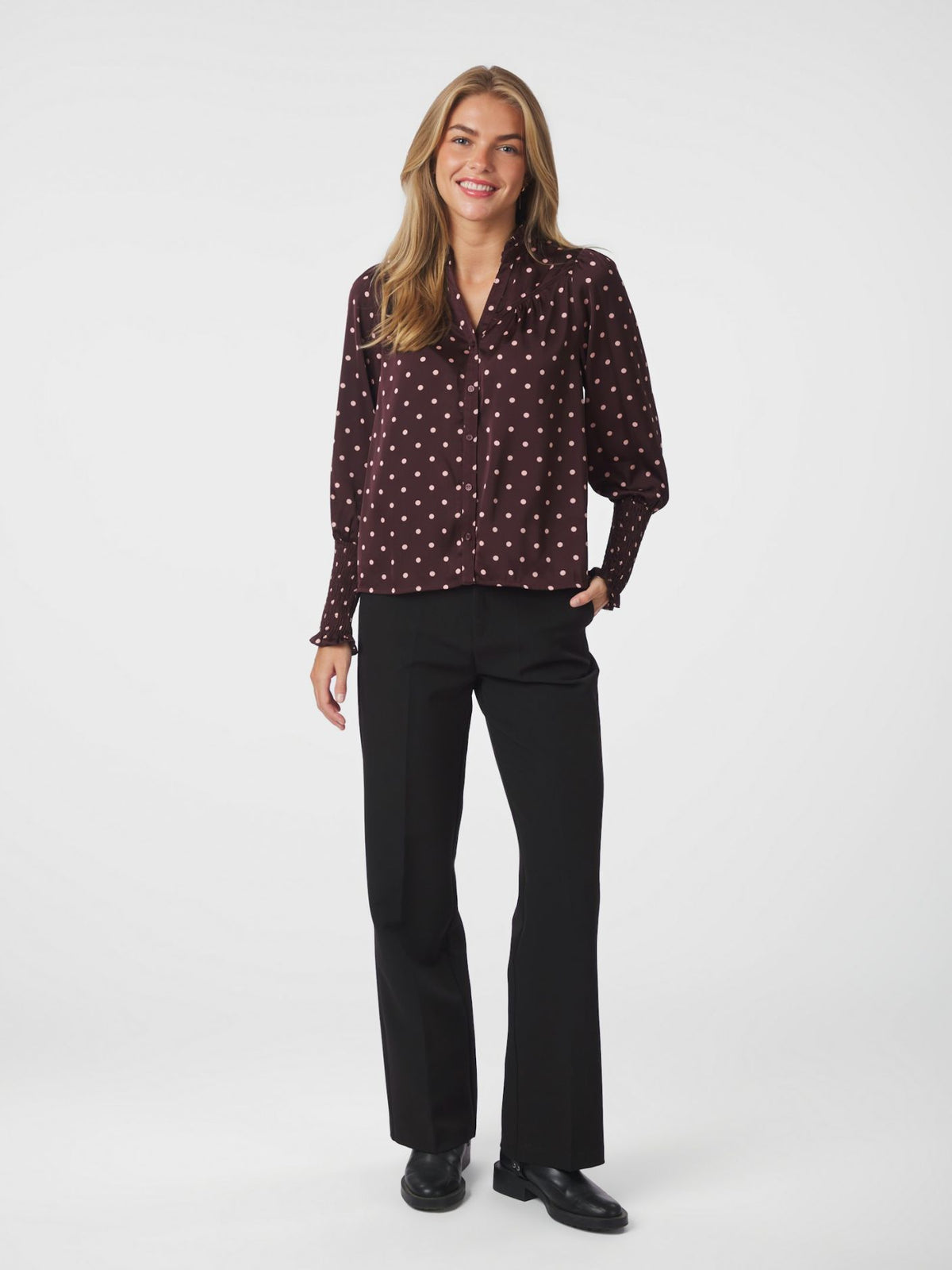 Camisa Dot Blouse Burgundy Neo Noir