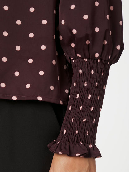 Camisa Dot Blouse Burgundy Neo Noir