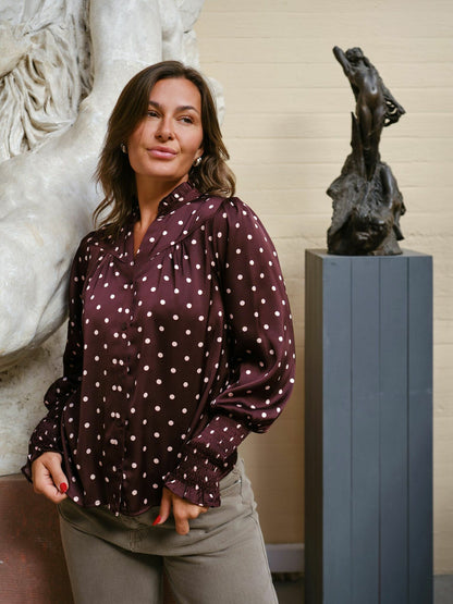 Camisa Dot Blouse Burgundy Neo Noir