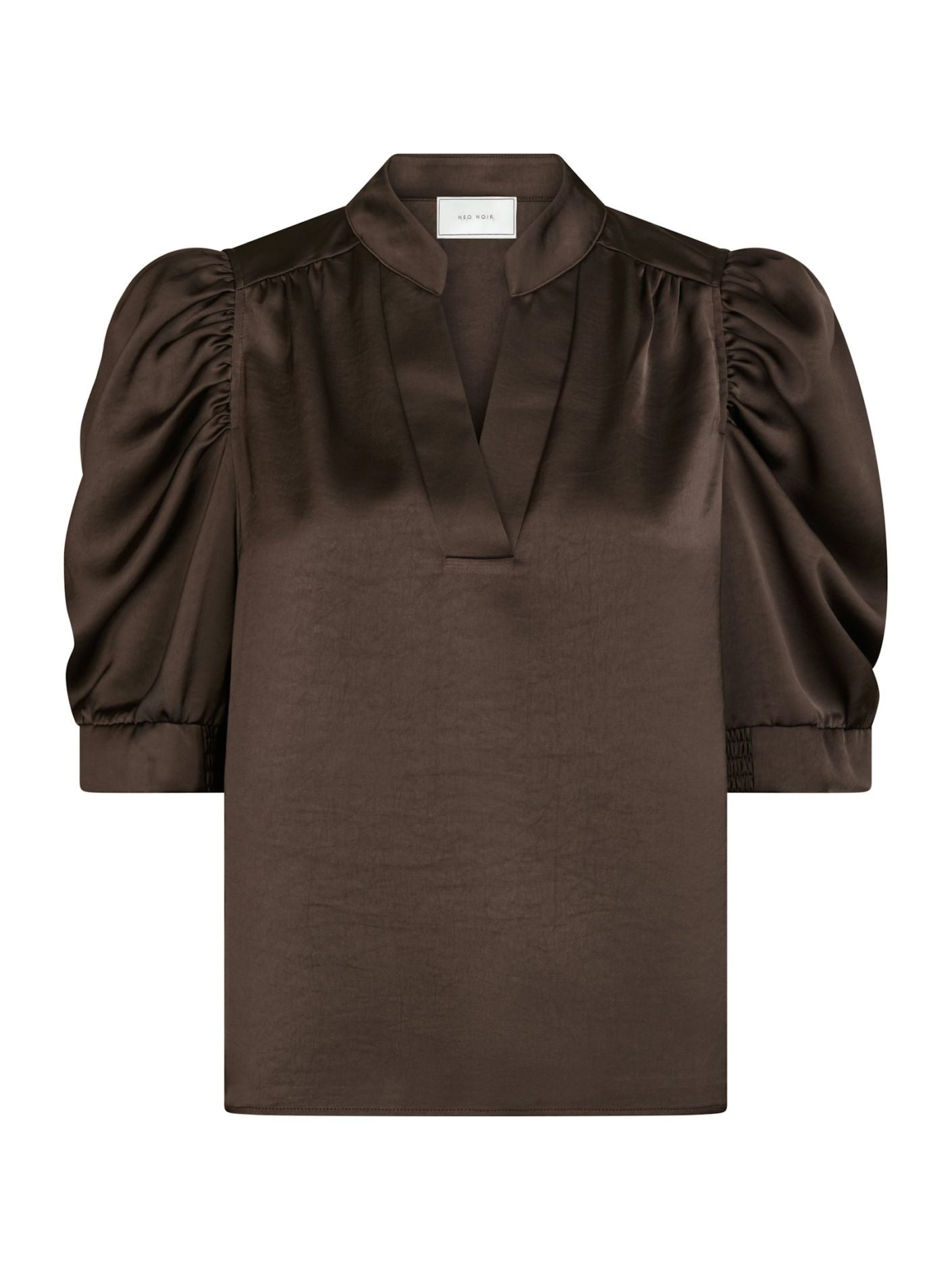Roella Heavy Sateen Blouse Dark Brown Neo Noir