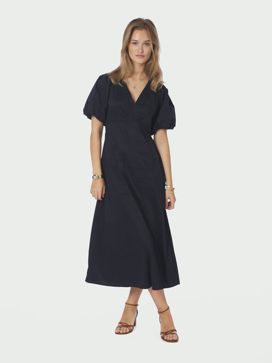 Illana Poplin Dress Navy Neo Noir