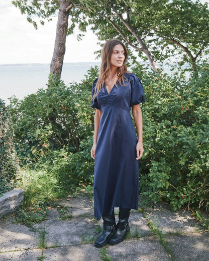 Illana Poplin Dress Navy Neo Noir