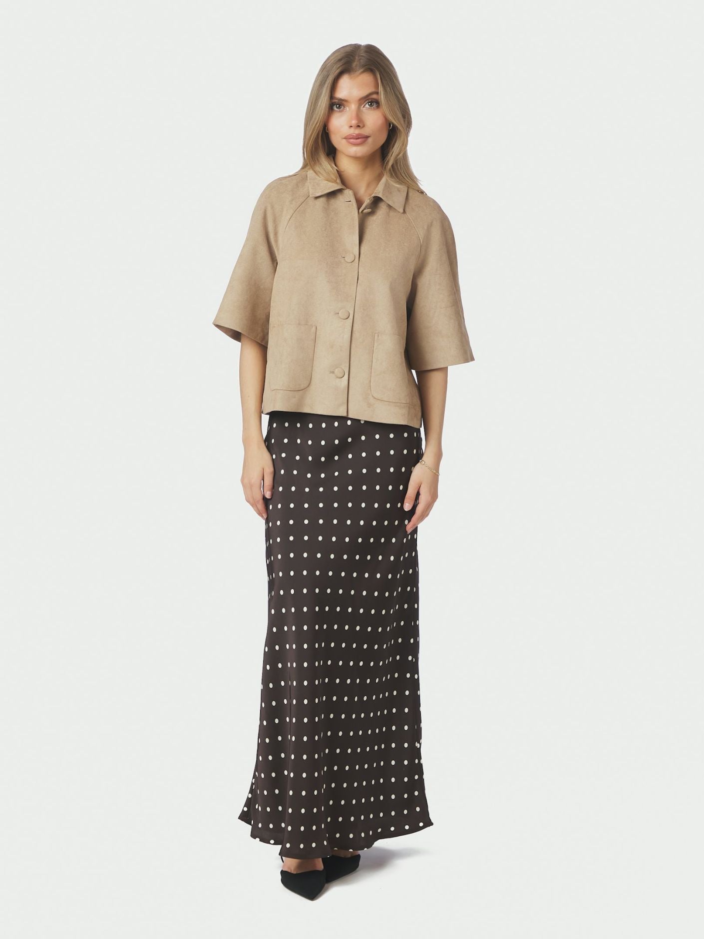 Viso Dot Skirt Dark Brown Neo Noir
