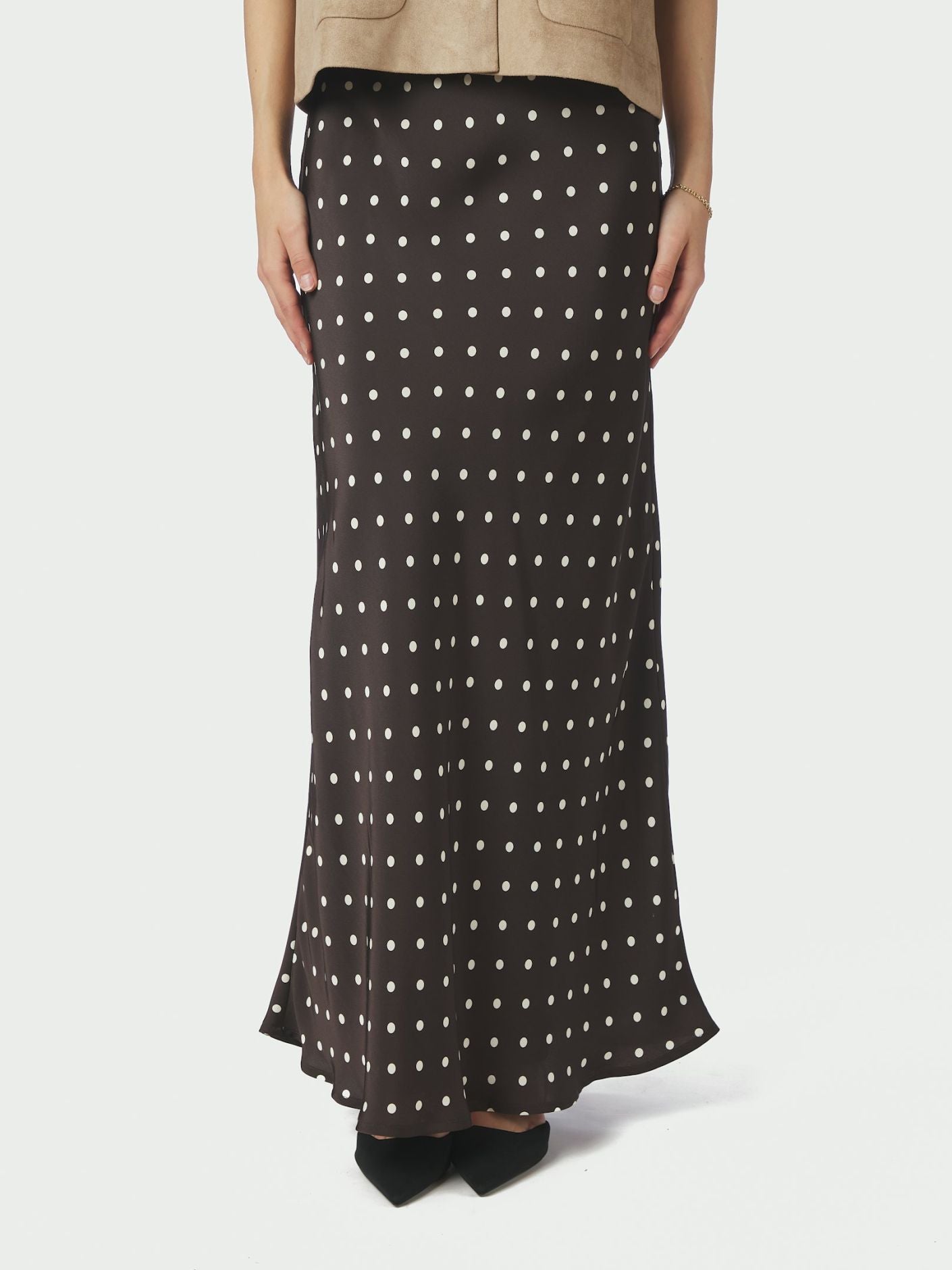Viso Dot Skirt Dark Brown Neo Noir