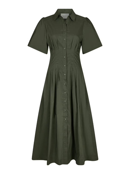 Baia Poplin Dress Army Neo Noir