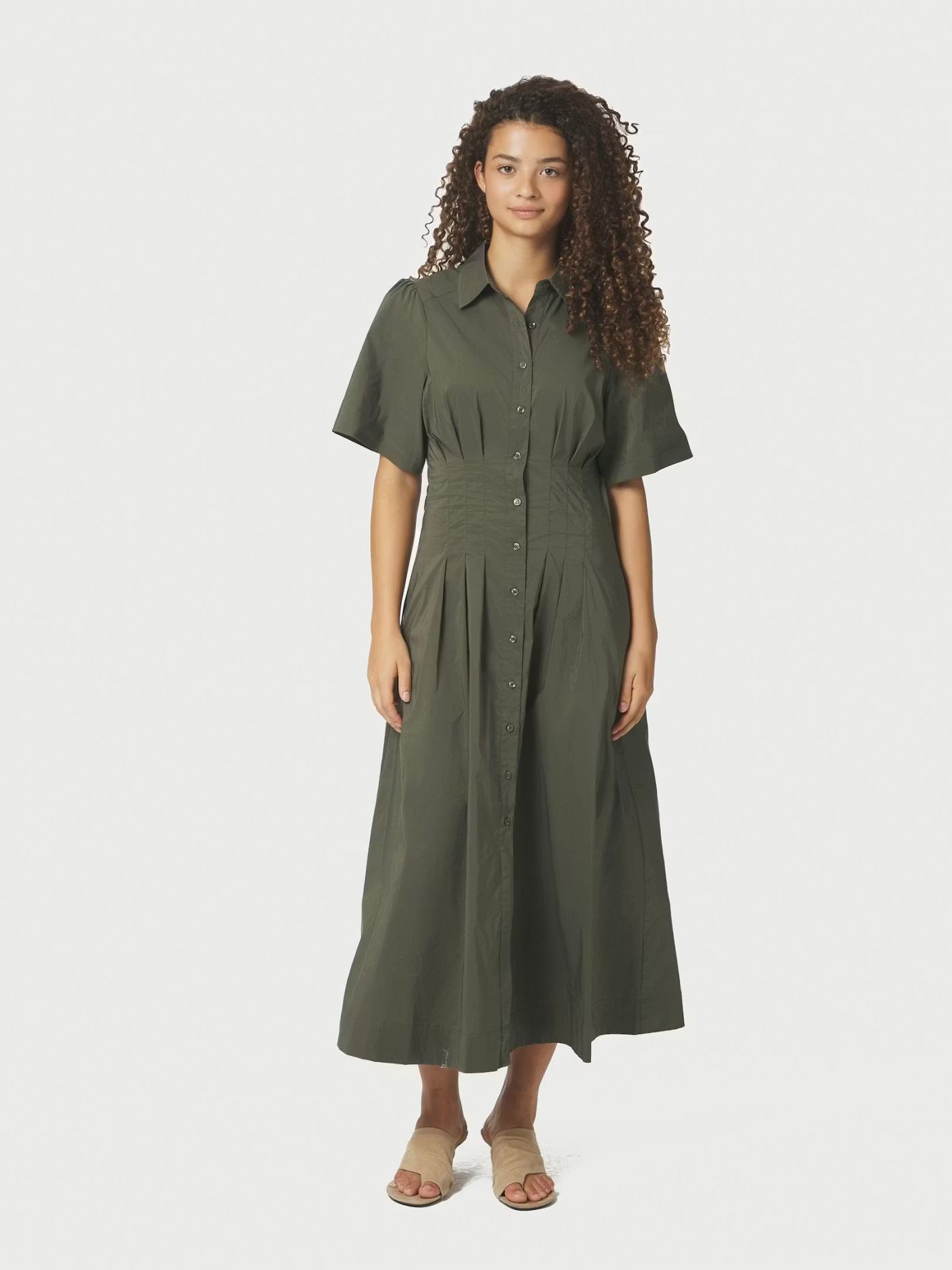 Baia Poplin Dress Army Neo Noir