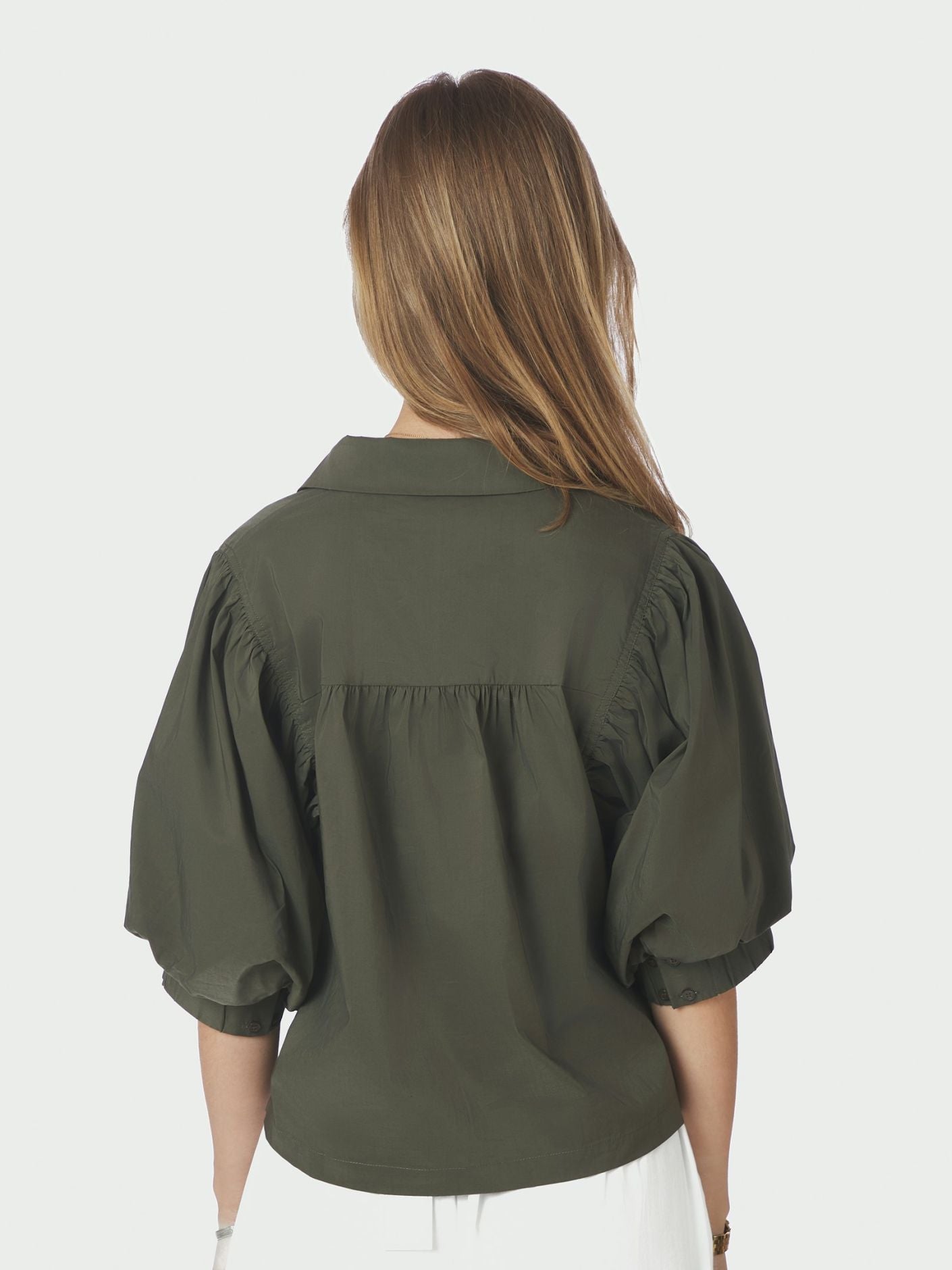 Etta Poplin Shirt Army Neo Noir