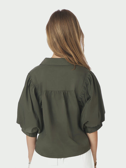 Etta Poplin Shirt Army Neo Noir
