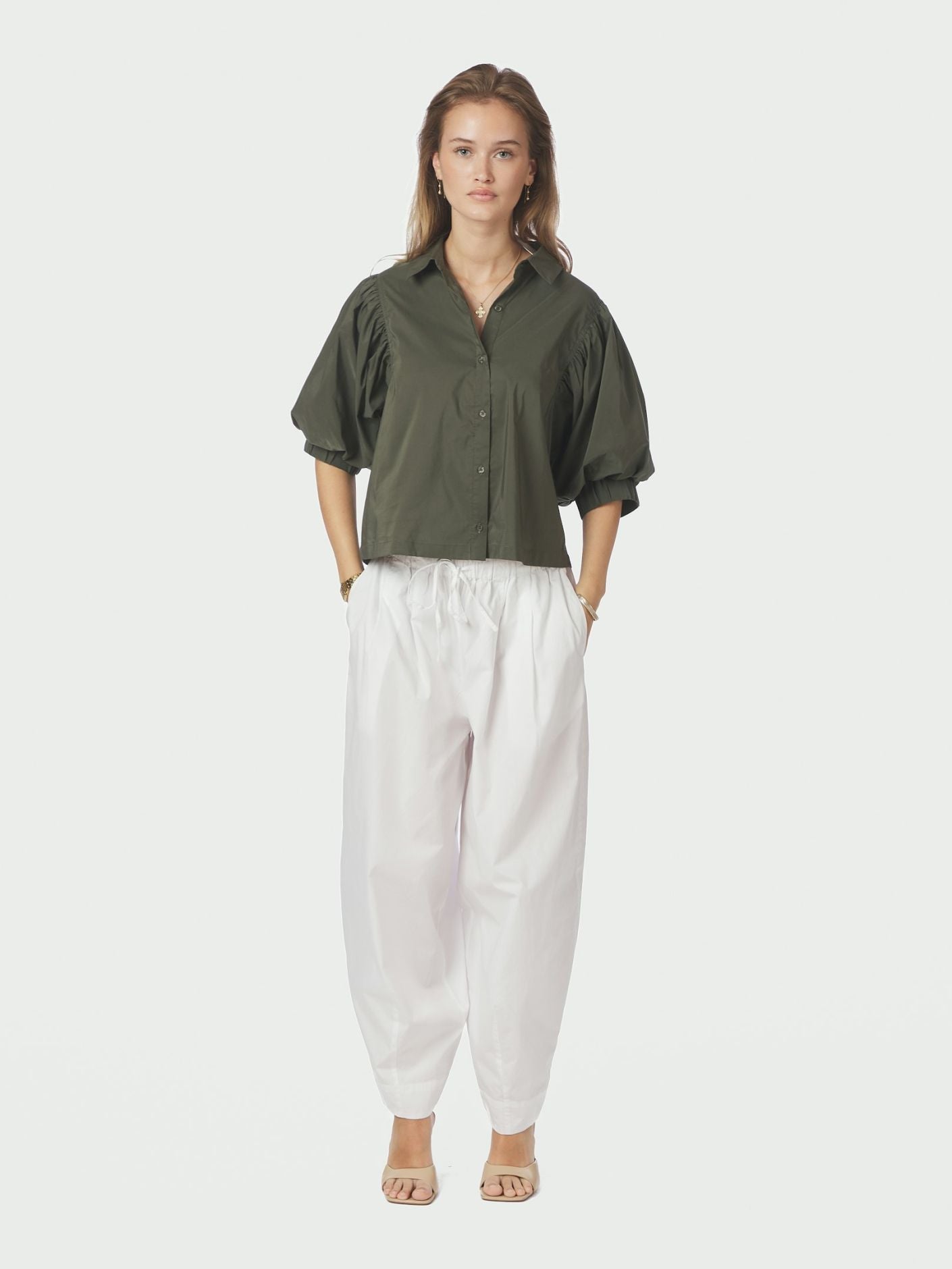Etta Poplin Shirt Army Neo Noir