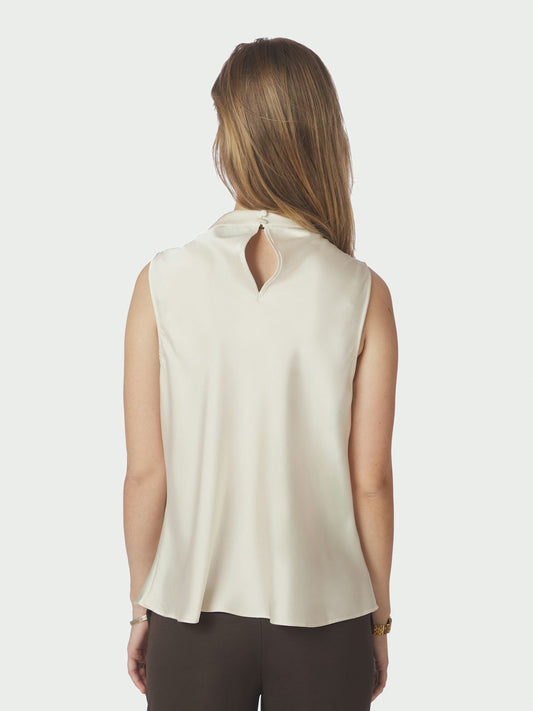 Isola Drapy Satin Top Creme Neo Noir