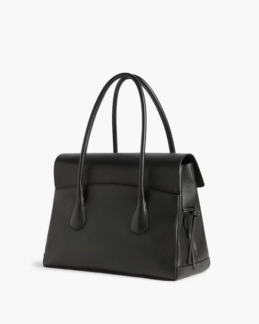 Lydia Tote Bag Grained Leather Black Flattered