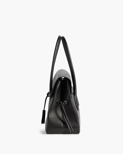 Lydia Tote Bag Grained Leather Black Flattered