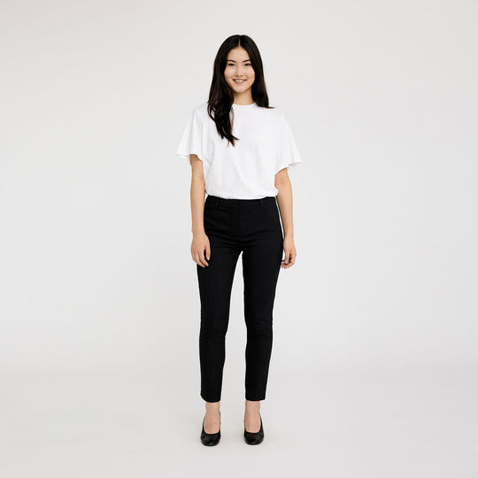 Kylie Crop 553 Charcoal Pinstripe Five Units