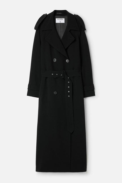 Draped Trench Coat Black Filippa K