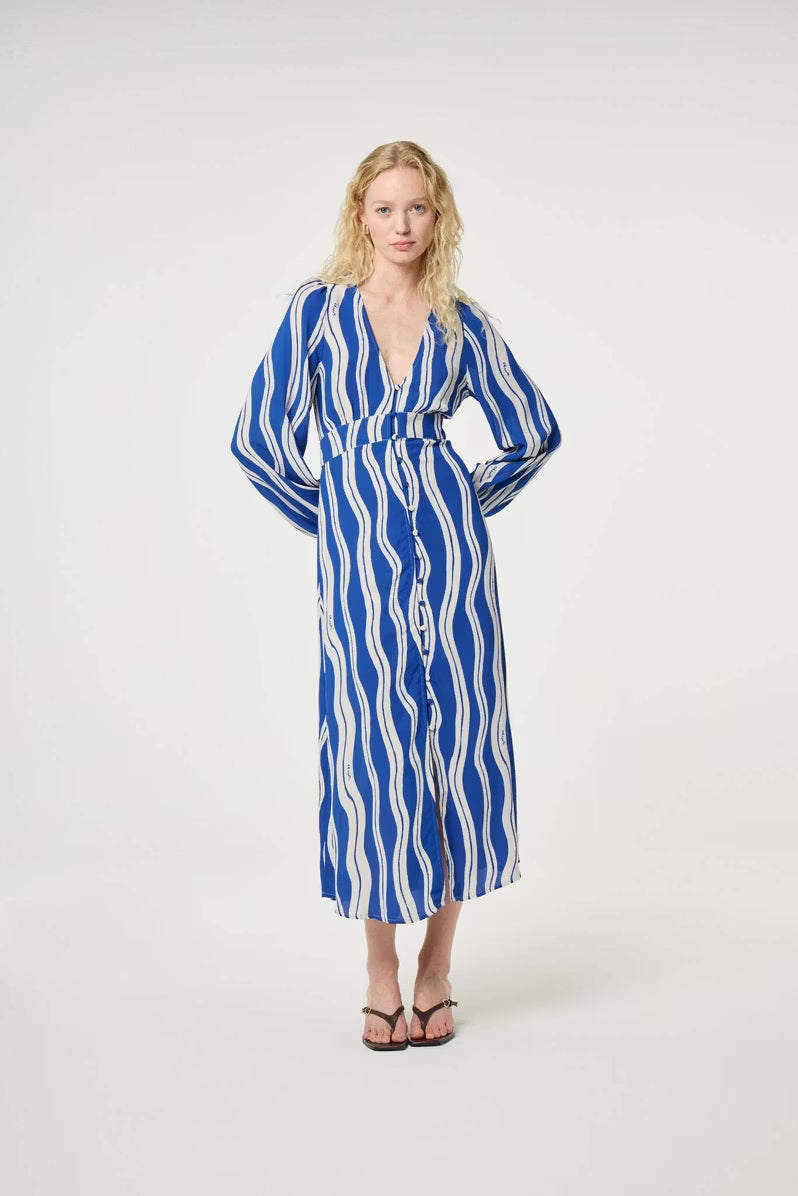 Ana Dress Cosy White/Cobalt Fabienne Chapot
