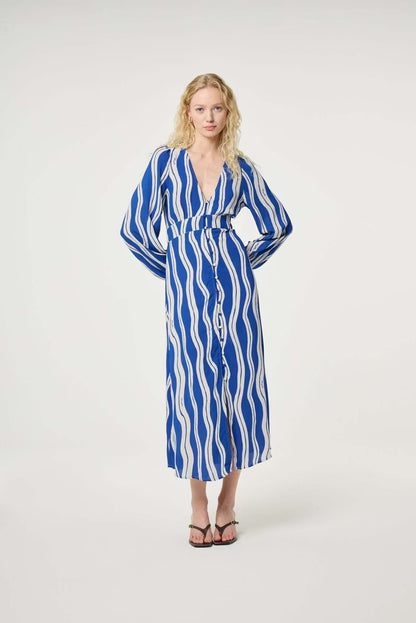 Ana Dress Cosy White/Cobalt Fabienne Chapot