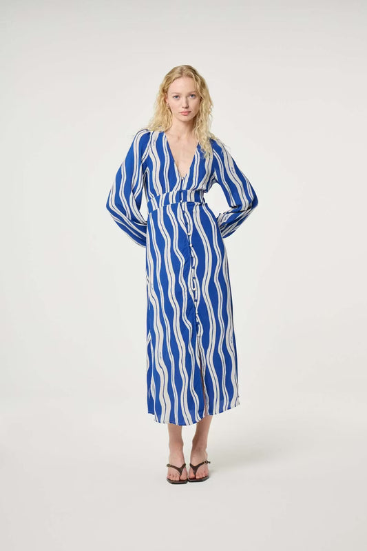 Ana Dress Cosy White/Cobalt Fabienne Chapot
