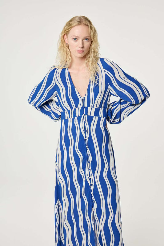 Ana Dress Cosy White/Cobalt Fabienne Chapot