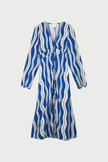 Ana Dress Cosy White/Cobalt Fabienne Chapot