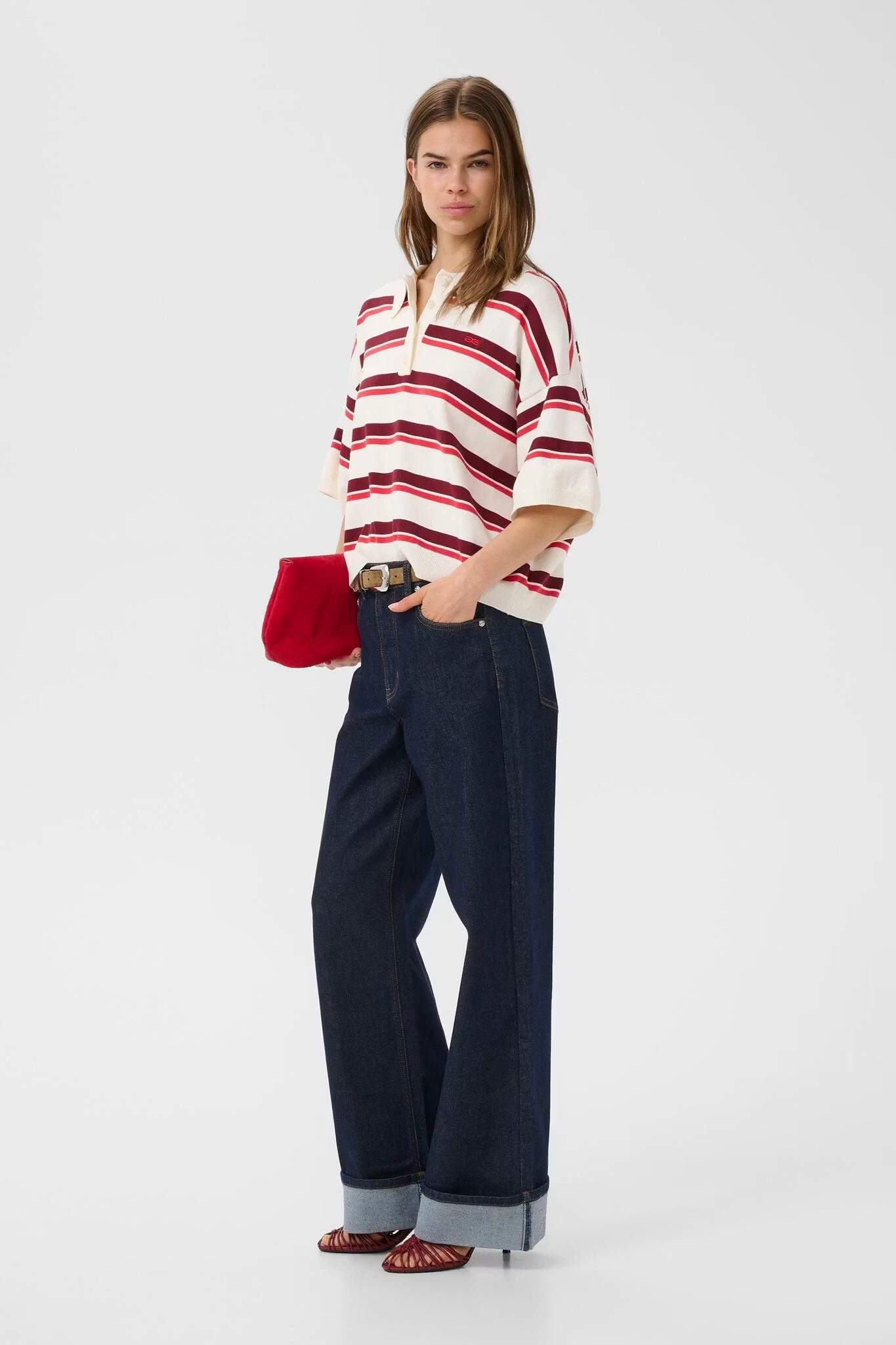 Taia SS Polo Pullover Egret/Multi color Gestuz