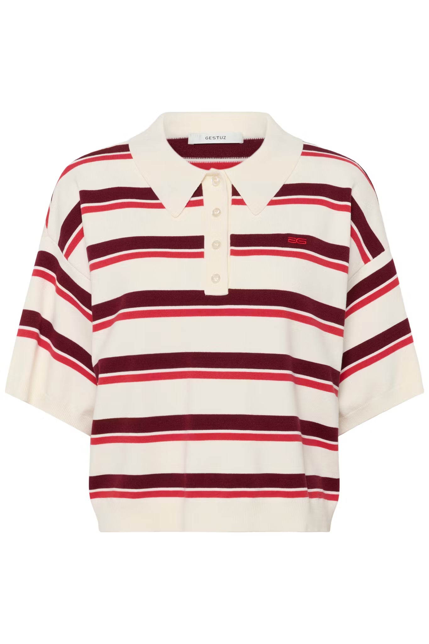 Taia SS Polo Pullover Egret/Multi color Gestuz