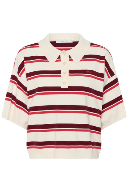 Taia SS Polo Pullover Egret/Multi color Gestuz