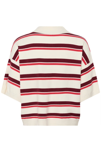 Taia SS Polo Pullover Egret/Multi color Gestuz