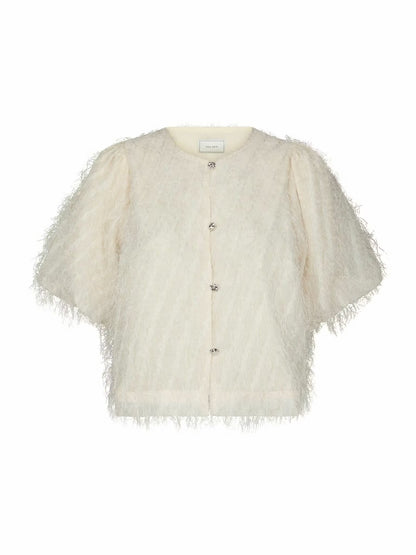 Aisa Frilly Blouse Creme Neo Noir