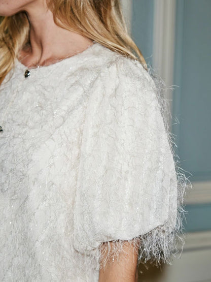 Aisa Frilly Blouse Creme Neo Noir