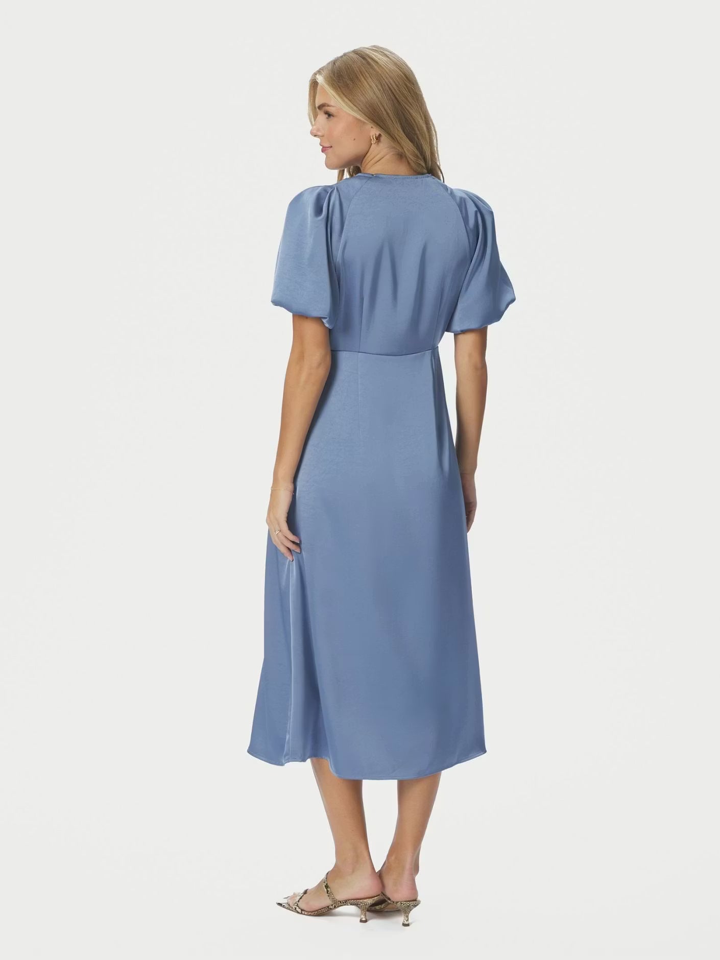Illana Heavy Sateen Dress Smoke Blue Neo Noir