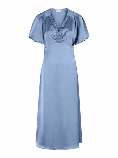 Illana Heavy Sateen Dress Smoke Blue Neo Noir