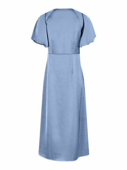 Illana Heavy Sateen Dress Smoke Blue Neo Noir
