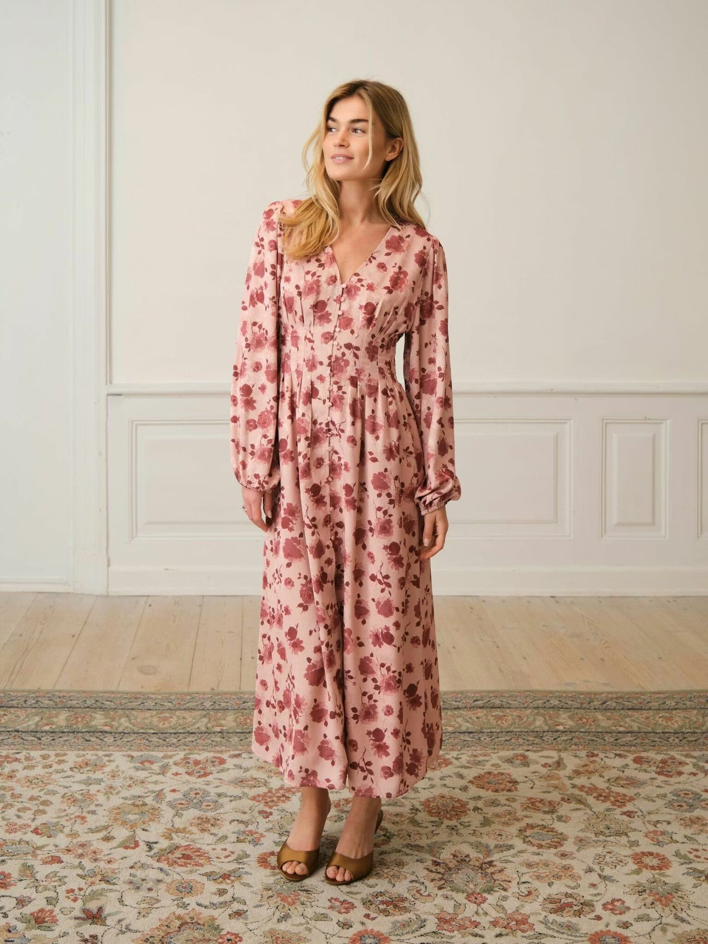 Jellie Print Dress Dusty Rose Neo Noir