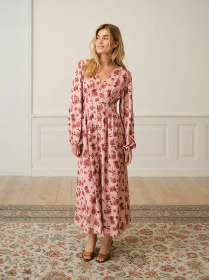 Jellie Print Dress Dusty Rose Neo Noir