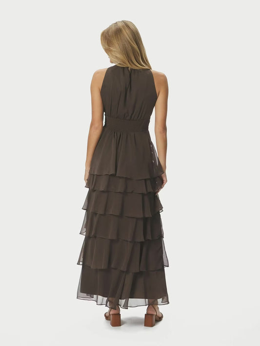 Marli Solid Chiffon Dress Dusty Brown Neo Noir