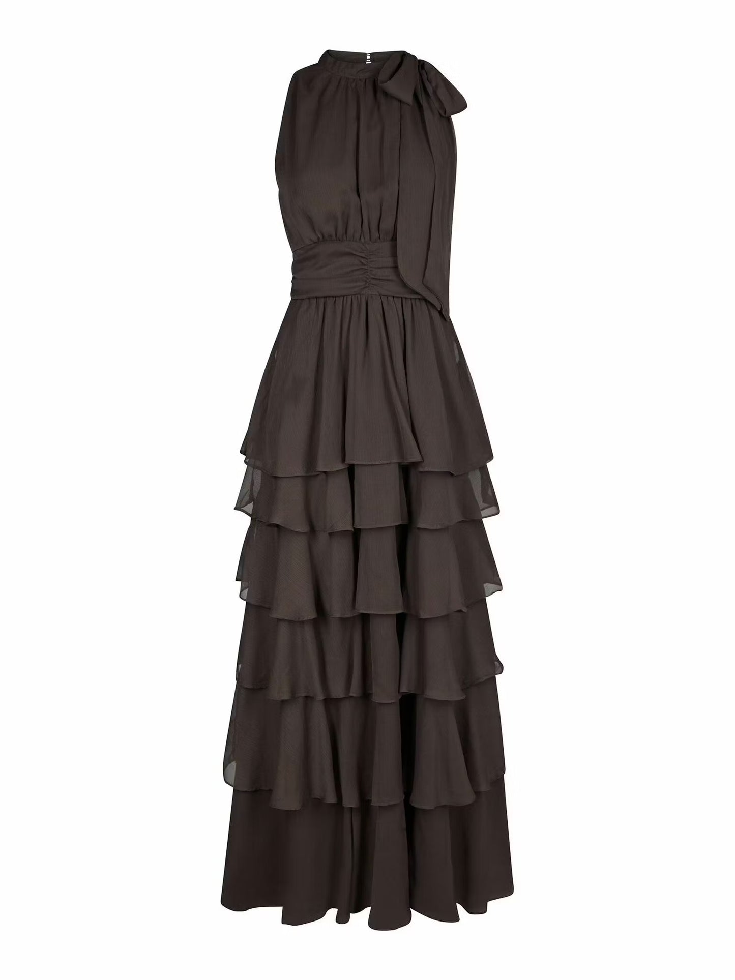Marli Solid Chiffon Dress Dusty Brown Neo Noir