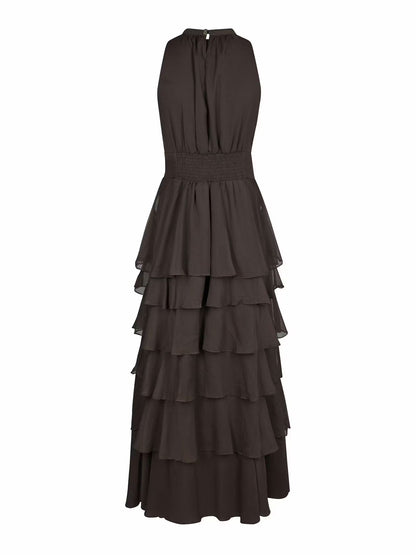 Marli Solid Chiffon Dress Dusty Brown Neo Noir