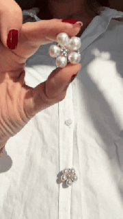 Rosi Pearl Flower Button Charm Silver The Shoelace Brand