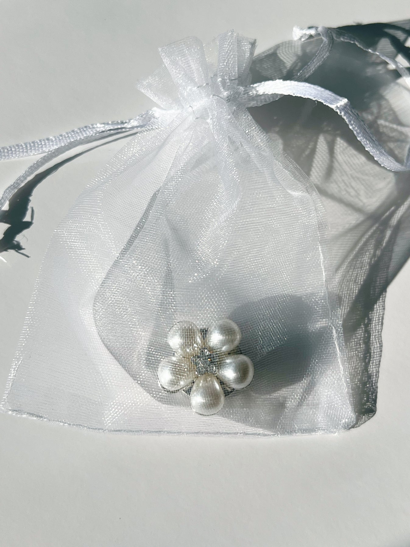Rosi Pearl Flower Button Charm Silver The Shoelace Brand