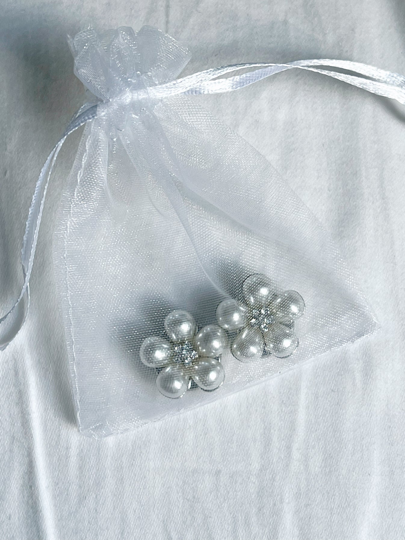 Rosi Pearl Flower Button Charm Silver The Shoelace Brand