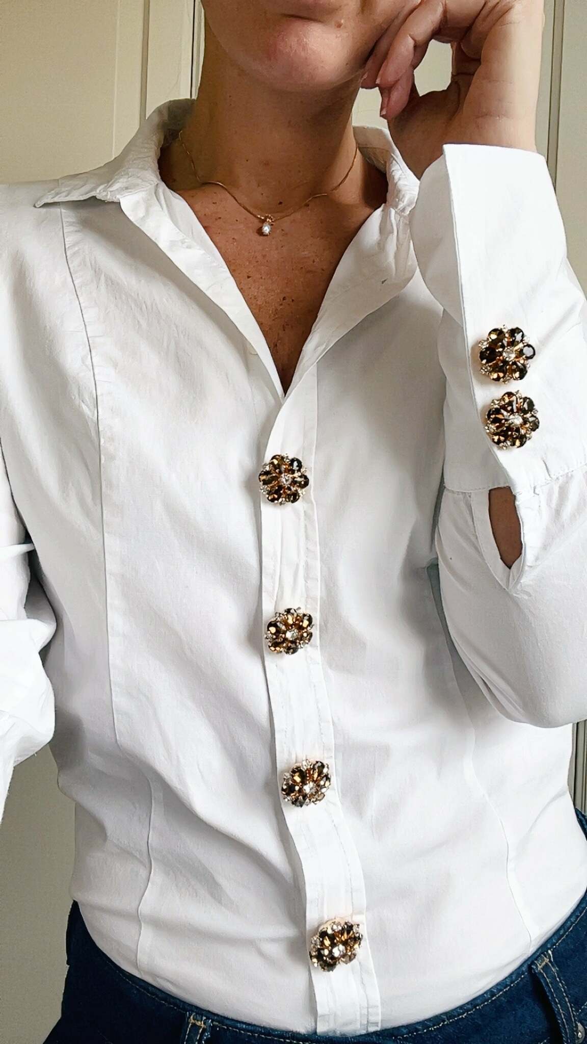 Erika Brown Crystal Flower Button Charm Gold The Shoelace Brand