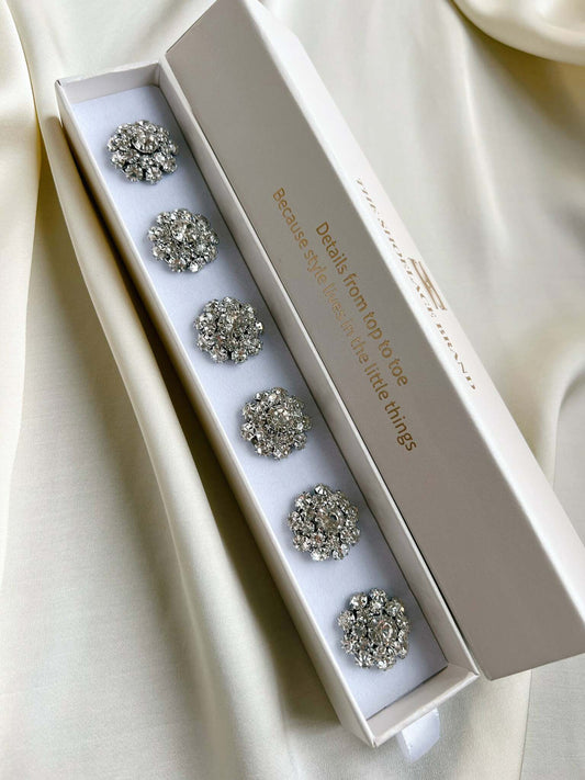 Olivia Crystal Flower Button Charm Silver The Shoelace Brand