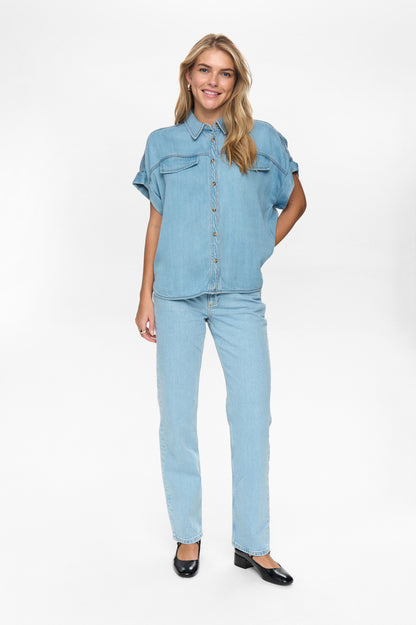 Elida Sleveless Shirt Light Blue Denim Nümph