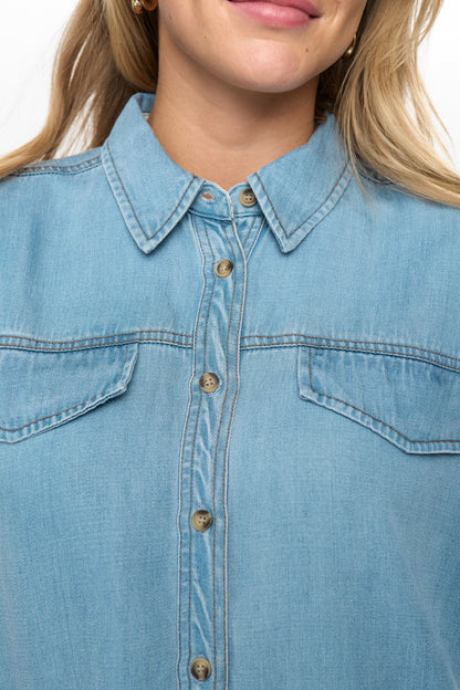 Elida Sleveless Shirt Light Blue Denim Nümph