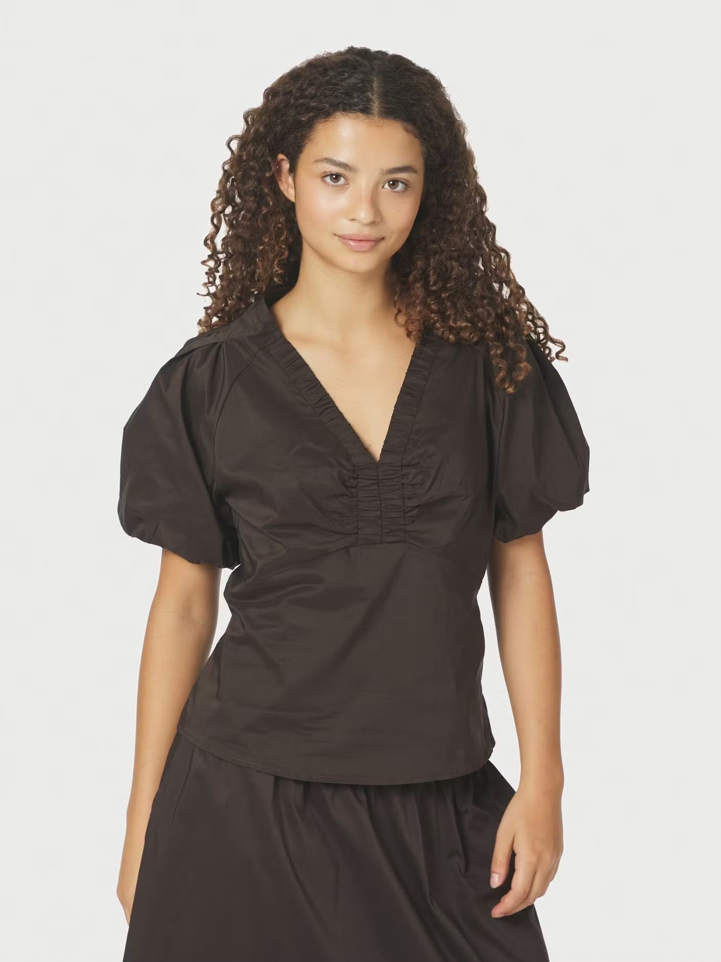 Irina Poplin Blouse Chocolate Brown Neo Noir