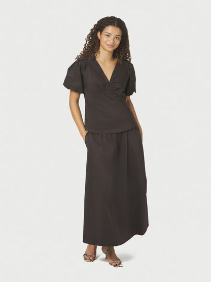 Irina Poplin Blouse Chocolate Brown Neo Noir