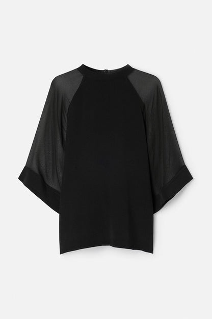 Sheer Raglan Blouse Black Filippa K