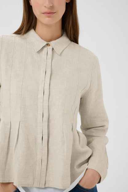 DilanaIW Pleated Shirt Ecru Melange InWear